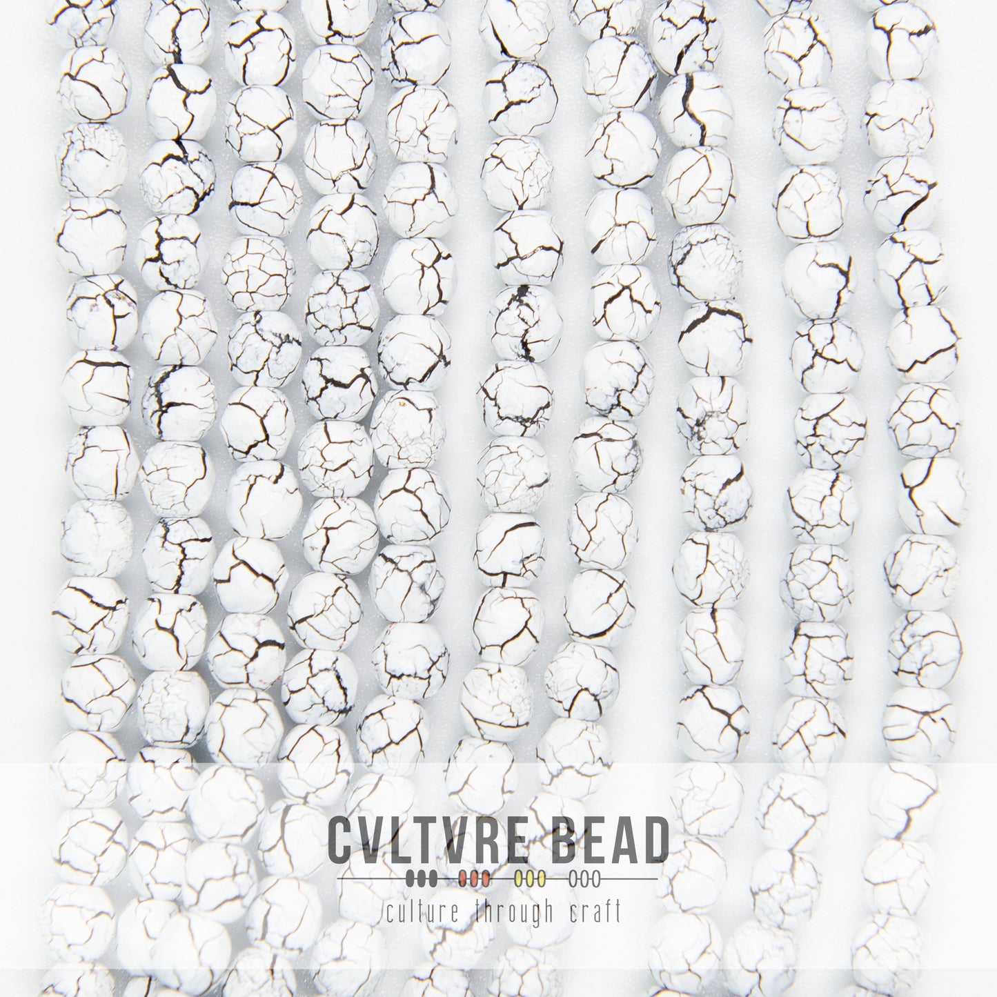Ionic White/Jet - Czech Fire polished Beads - 4mm