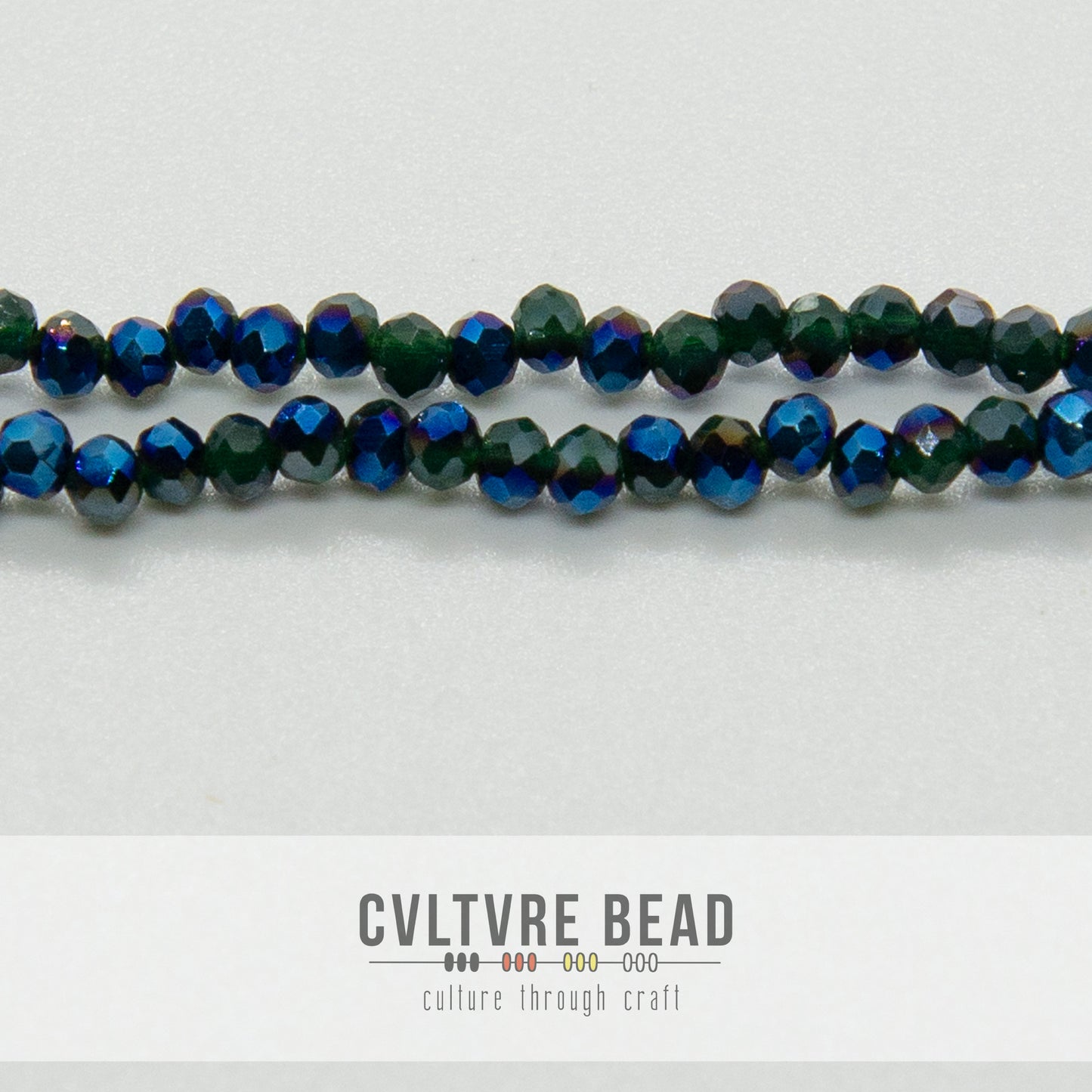Crystal Lane Rondelle - 1.5x2.5mm - Opaque Dark Green w/Half Blue Iris