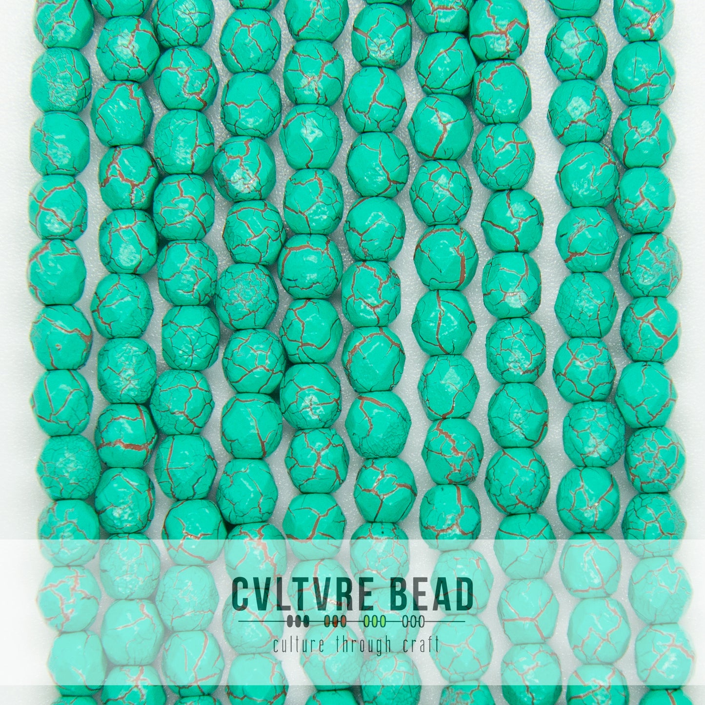 Ionic Turq Green/Brown - Czech Fire polished Beads - 4mm