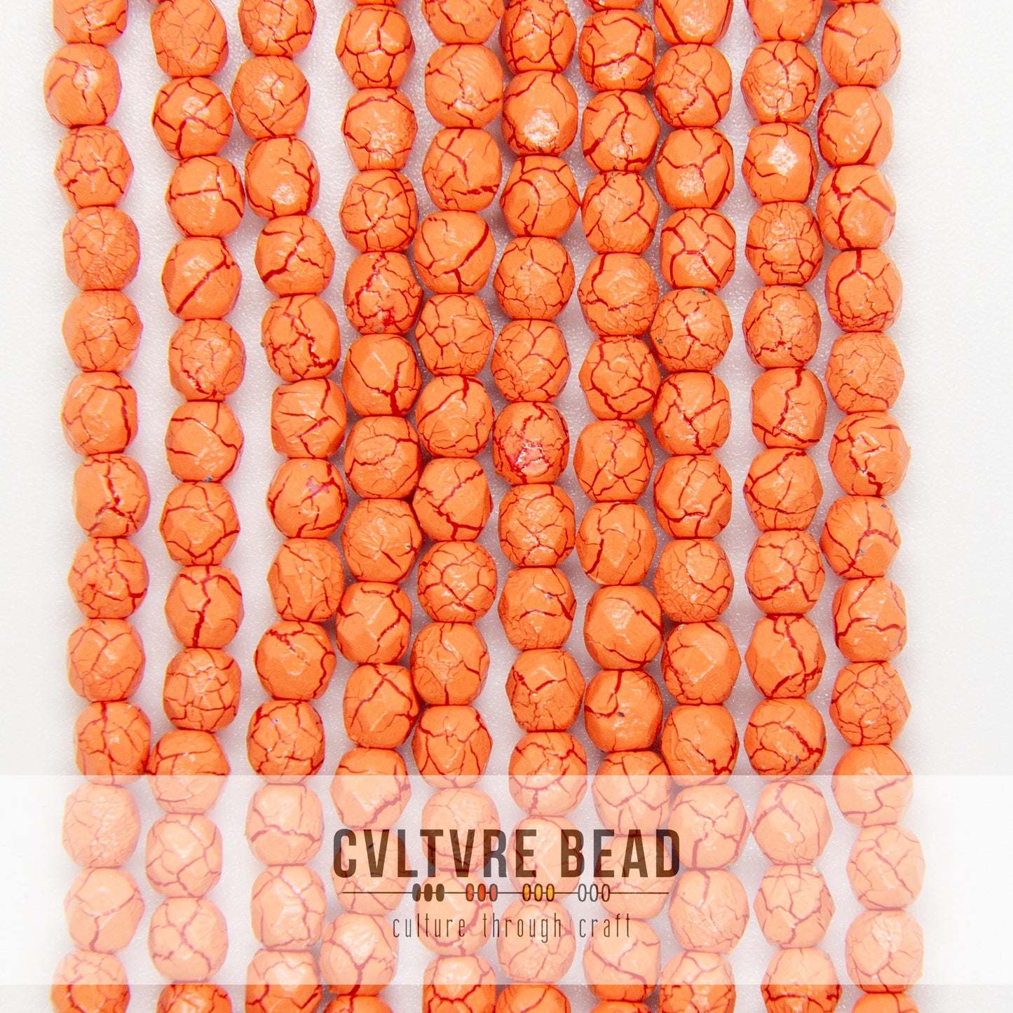 Ionic Orange/Dark Red - Czech Fire polished Beads - 4mm
