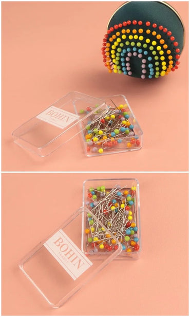 Bohin Murano Glass Head Pins, Rainbow Assortment, 80pc