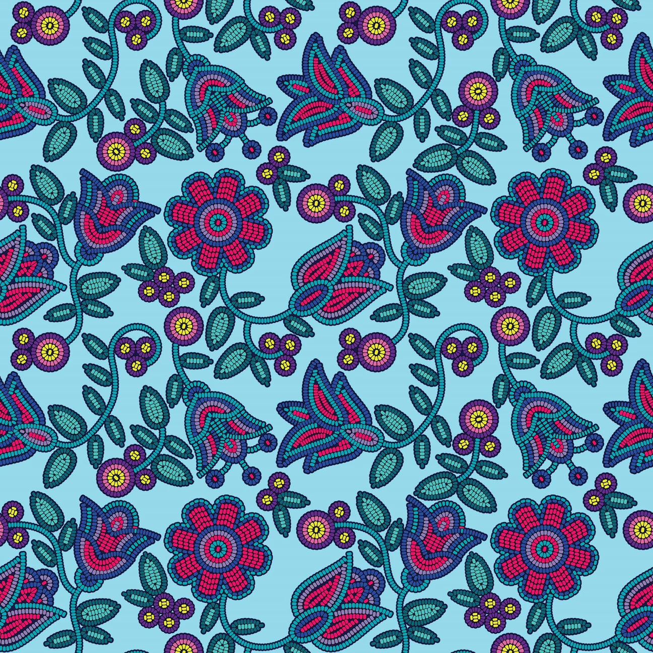 Beaded Nouveau Marine Cotton Poplin Fabric - 1 yd