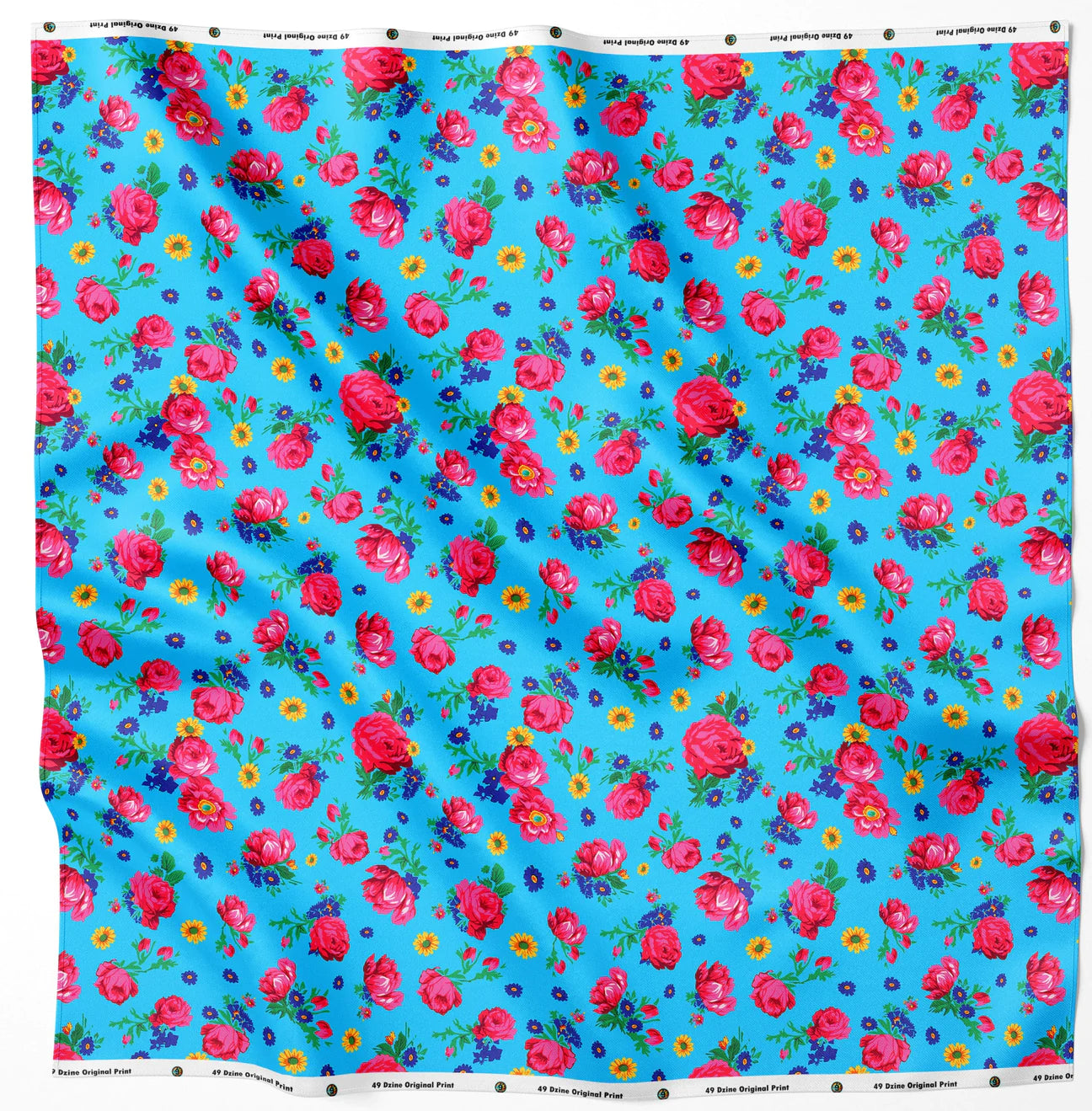 Kokum Ceremony Turquoise Cotton Poplin Fabric - 1 yd
