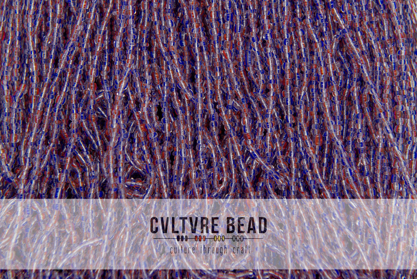 Czech Seed Bead 10/0 Blue and Red Striped Crystal 22g vial