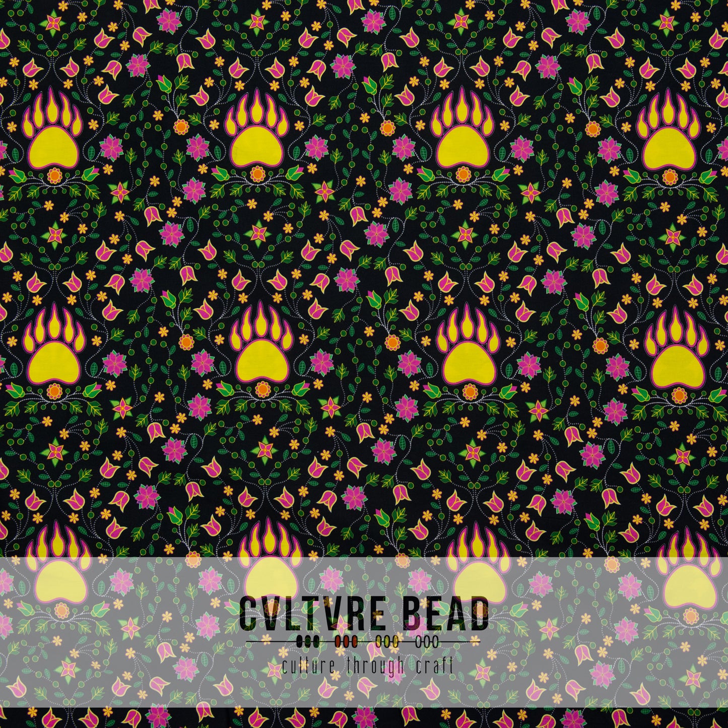 Floral Bearpaw Pink and Yellow Cotton Poplin Fabric - 1 yd