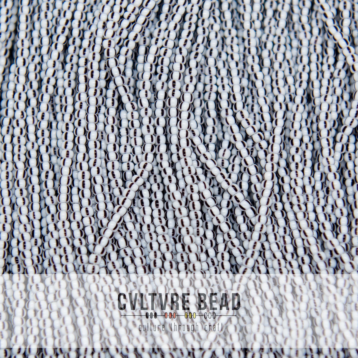 Czech Seed Bead 10/0 White/Black Striped - 1 Hank