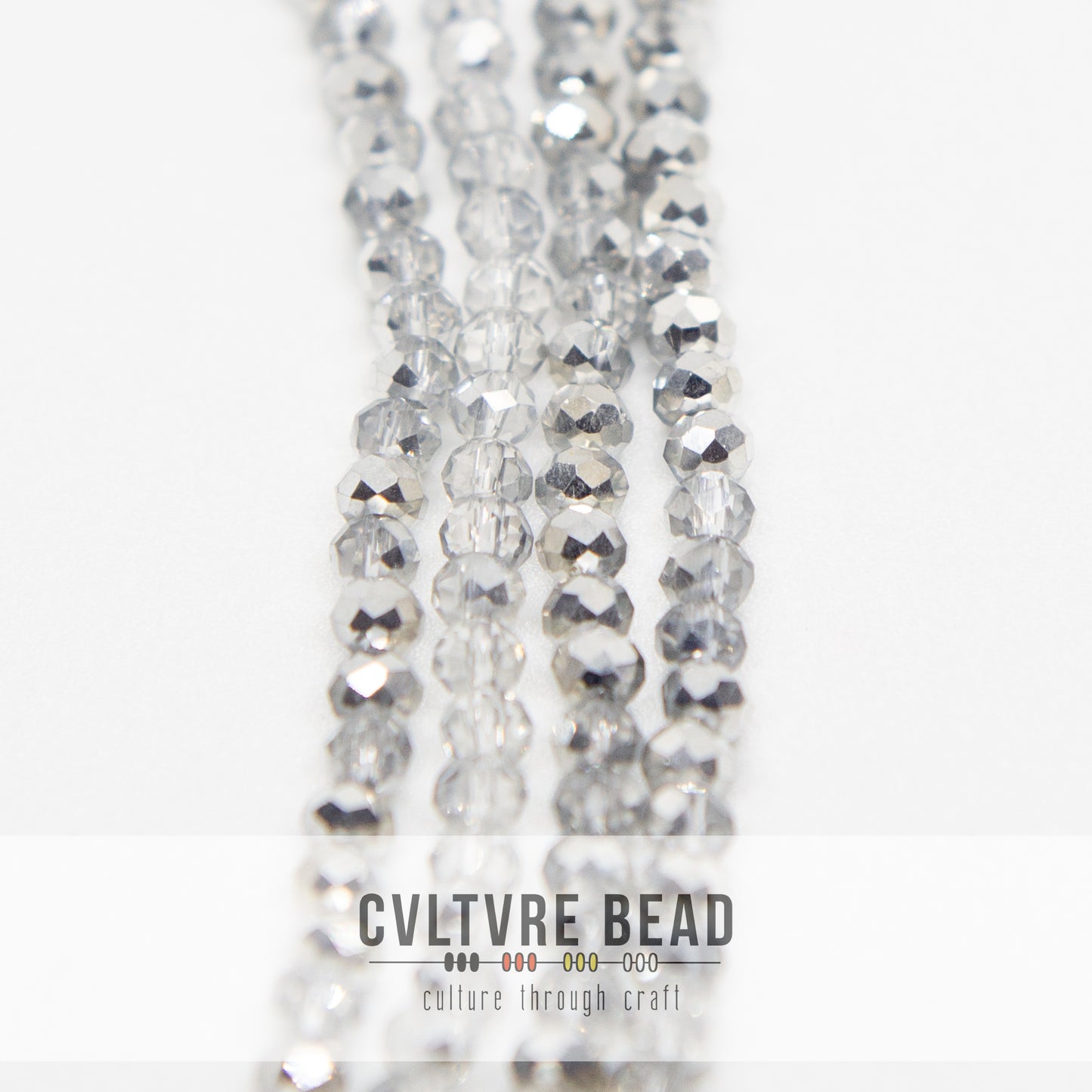 Crystal Lane Rondelle - 3x4mm - Transparent Half Silver Iris