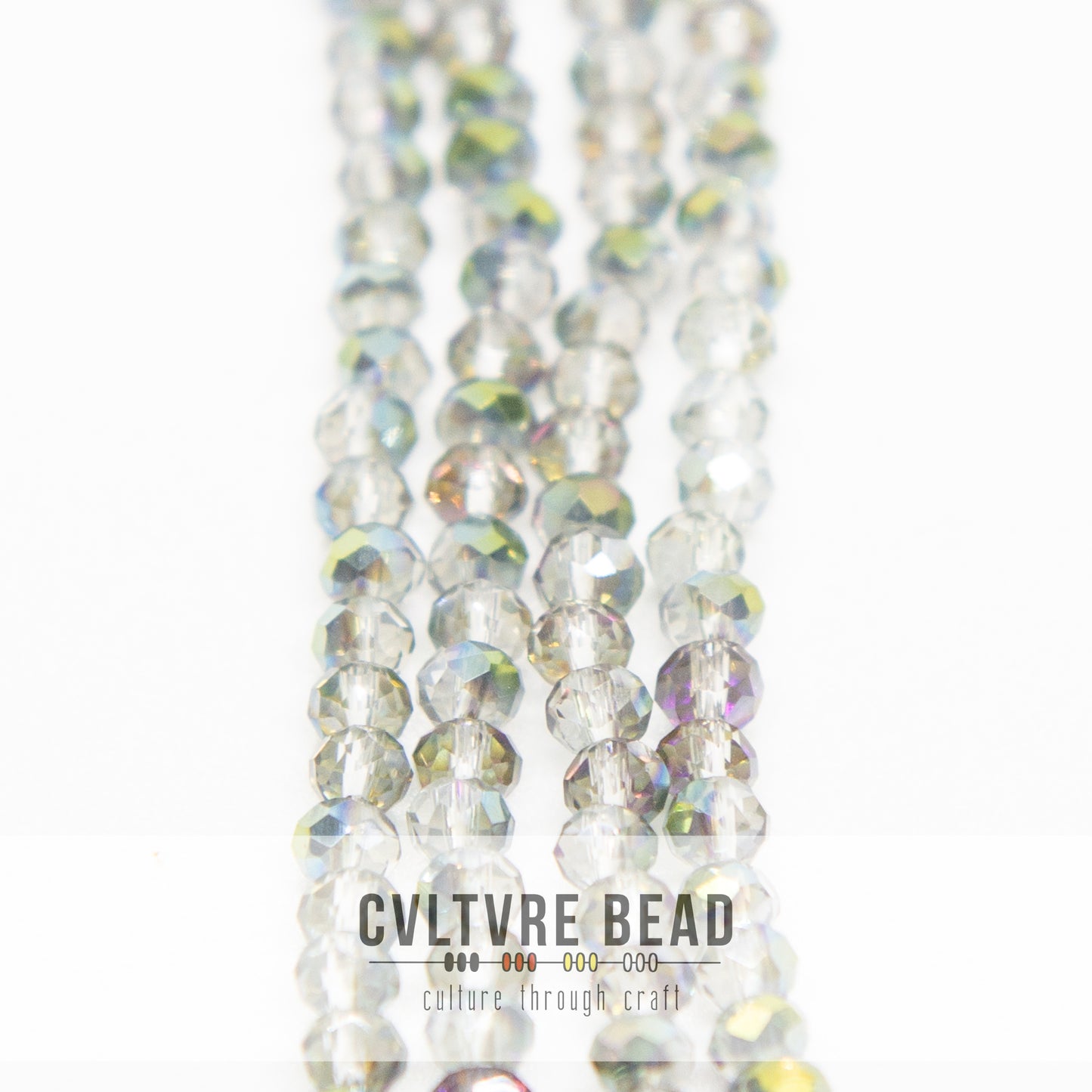 Crystal Lane Rondelle - 3x4mm - Transparent Rose Green Luster