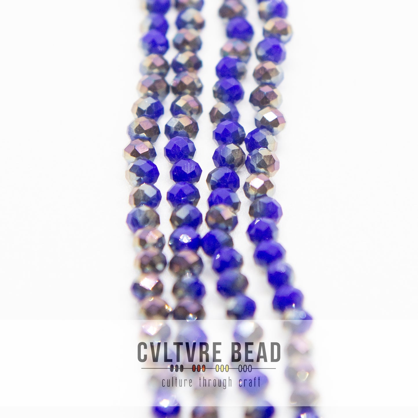 Crystal Lane Rondelle - 3x4mm - Opaque Dark Sapphire w/Half Multi Color Iris