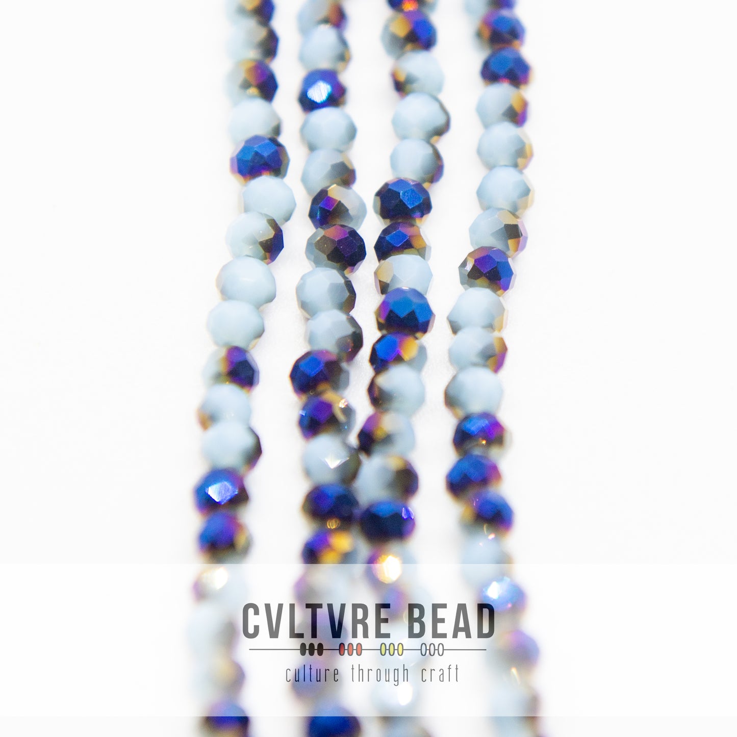 Crystal Lane Rondelle - 3x4mm - Opaque Light Blue w/Half Blue Iris