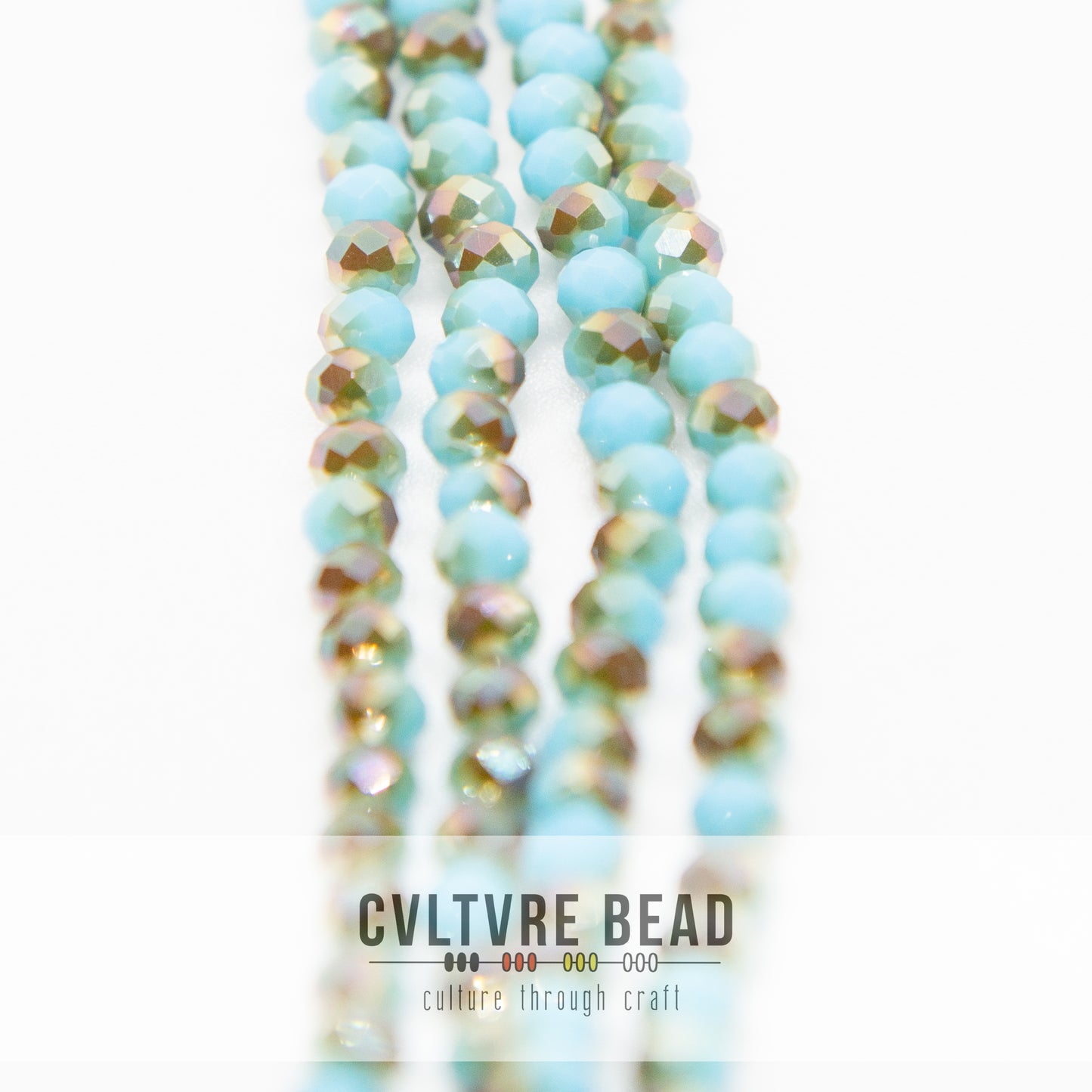 Crystal Lane Rondelle - 3x4mm - Opaque Blue w/Half Champagne Luster