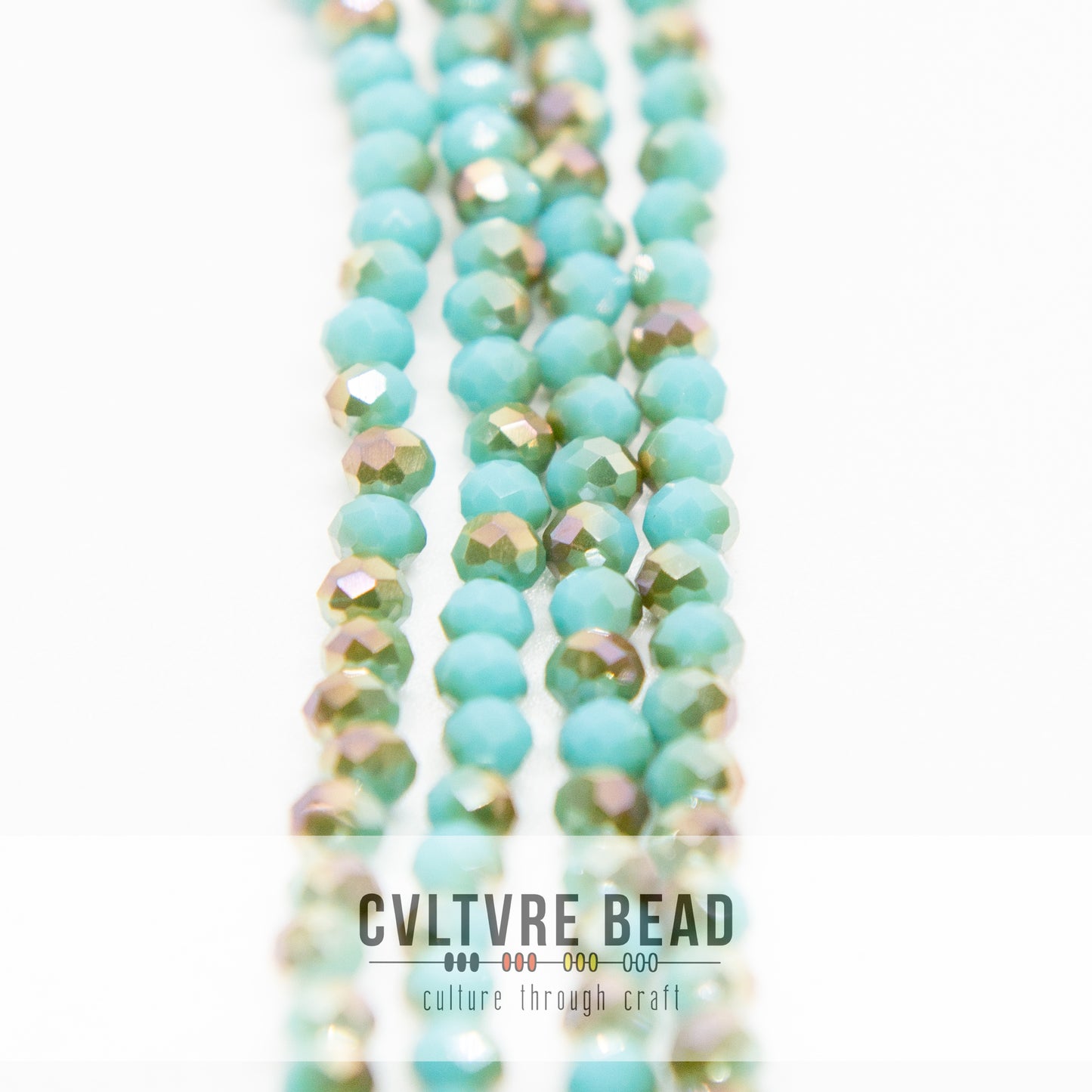 Crystal Lane Rondelle - 3x4mm - Op. Turquoise Blue w/half Champagne Luster