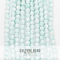 Ionic White/Green - Czech Fire polished Beads - 4mm
