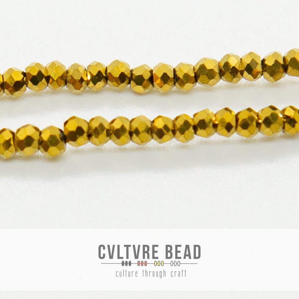 Crystal Lane Rondelle - 1.5x2.5mm - Opaque Gold Iris