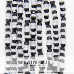 Duet Op. Black/White - Czech Fire polished Beads - 4mm