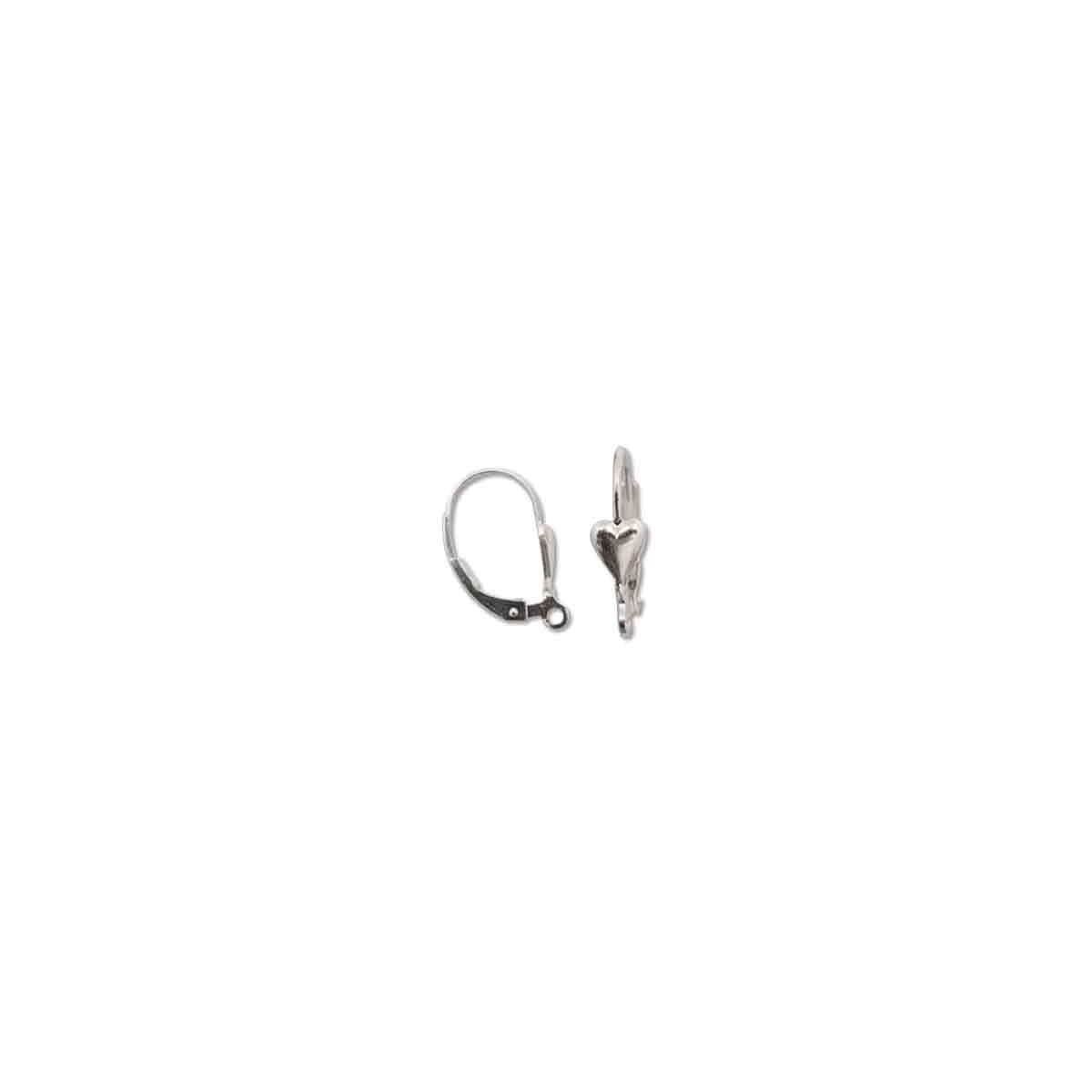 Sterling Silver Leverback Heart 17mm - 5 pairs