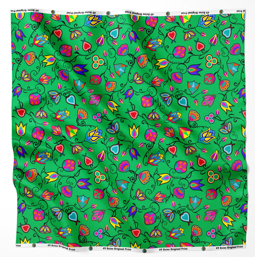 Indigenous Paisley Green Cotton Poplin Fabric - 1 yd