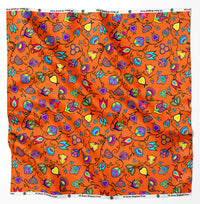 Indigenous Paisley Orange Cotton Poplin Fabric - 1 yd