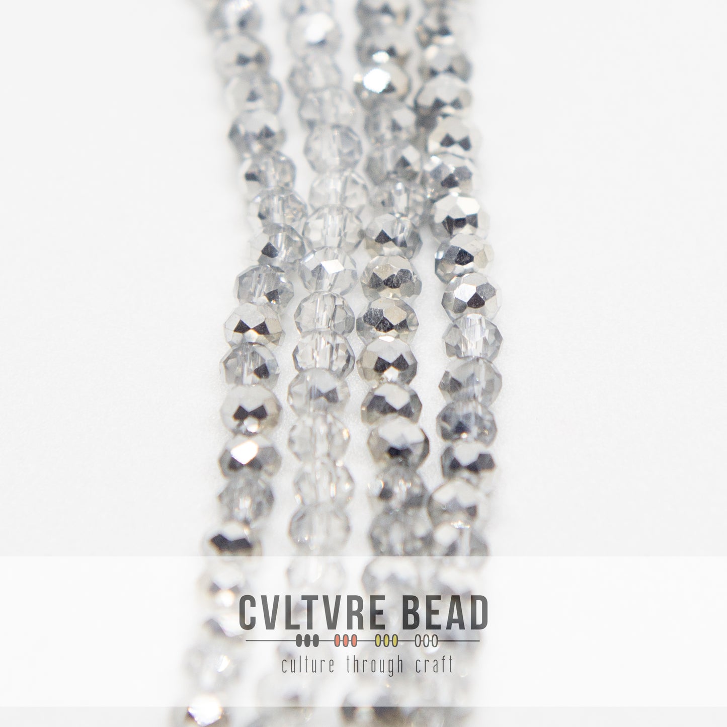 Crystal Lane Rondelle - 3x4mm -  Transparent Half Silver Iris