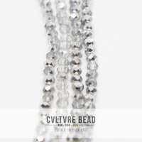 Crystal Lane Rondelle - 3x4mm -  Transparent Half Silver Iris