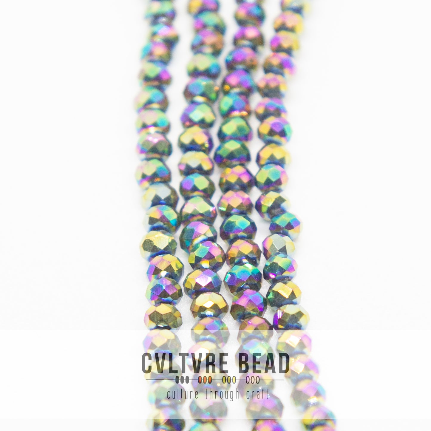 Crystal Lane Rondelle - 3x4mm - Opaque Multi Color Iris