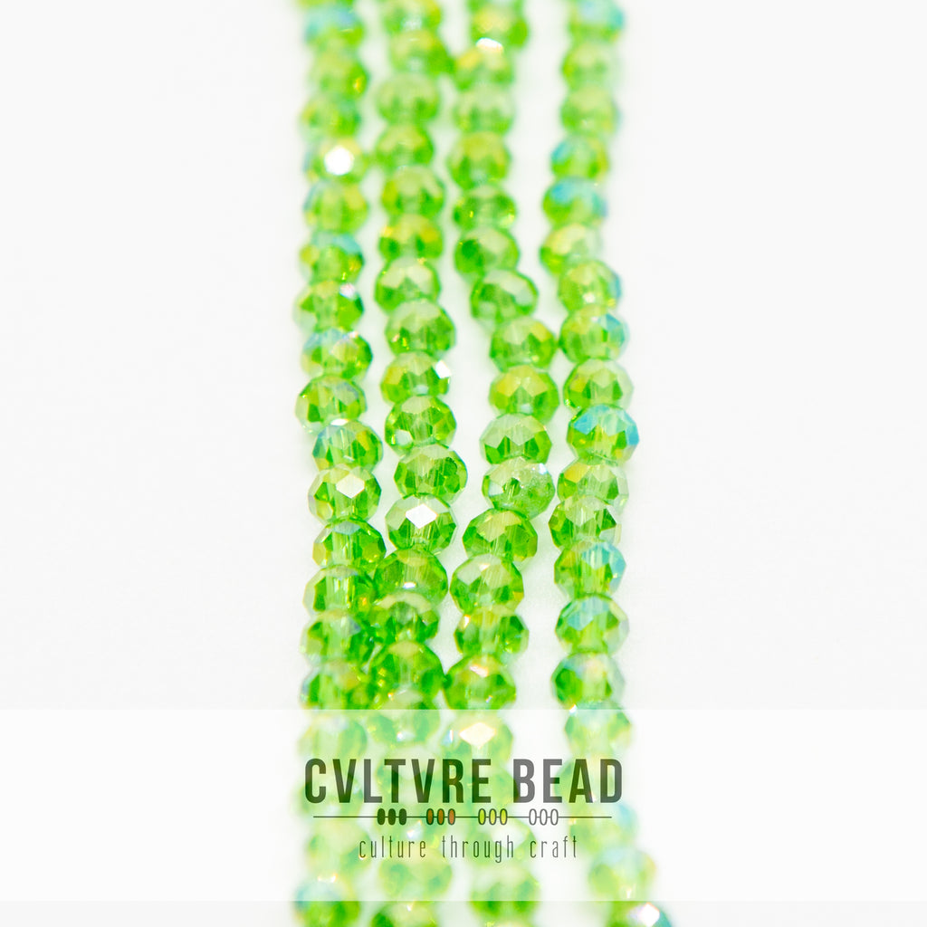 Crystal Lane Rondelle - 3x4mm - Transparent Green AB