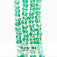 Crystal Lane Rondelle - 3x4mm - Transparent Dark Green AB