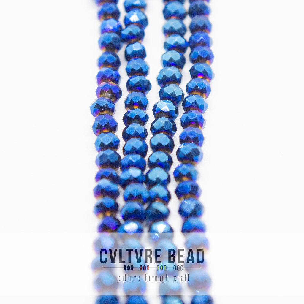 Crystal Lane Rondelle - 3x4mm - Opaque Blue Iris