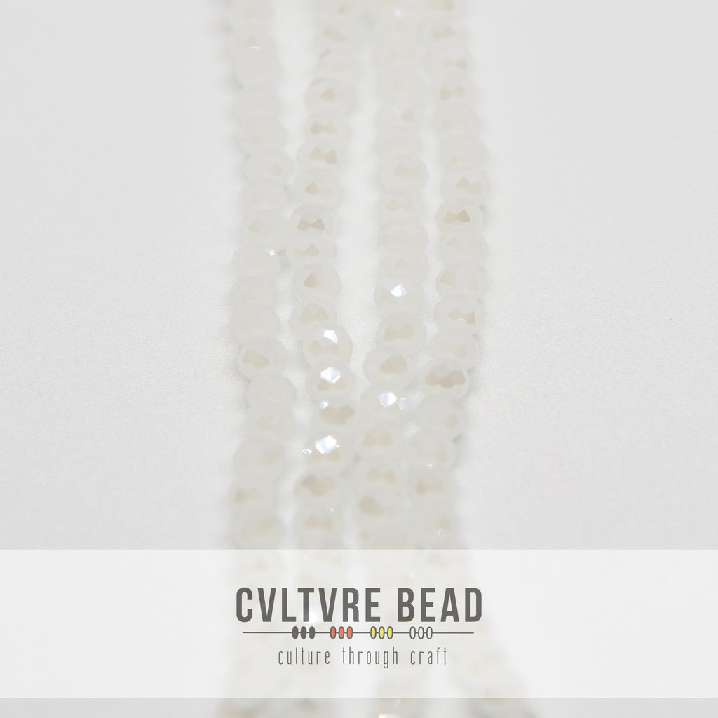 Crystal Lane Rondelle - 3x4mm - Opaque White Matt AB